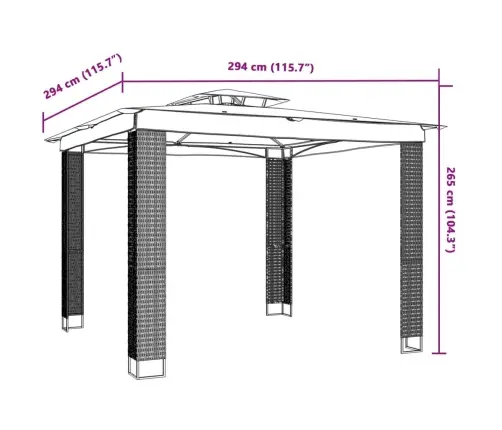 Nojume Ar Dubultu Jumtu, Antracītpelēka, 2,94X2,94 M, Tērauds Vidaxl
