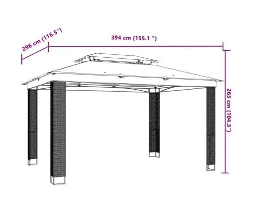 Kahekordse Katusega Paviljon, Kreemjas, 3,94X2,96 M, Teras