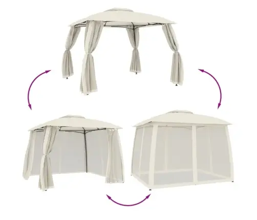 Pavėsinė Su Stogu Ir Sienomis, Kreminė, 2,93X2,93M, Plienas