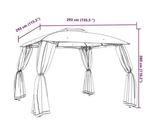 Pavėsinė Su Stogu Ir Sienomis, Kreminė, 2,93X2,93M, Plienas