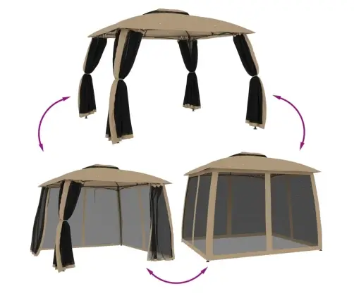 Kahekordse Katuse Ja Võrkseintega Paviljon 2,93X2,93 M