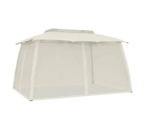 Kahekordse Katuse Ja Võrkseintega Paviljon Kreemjas 3,93X2,93 M