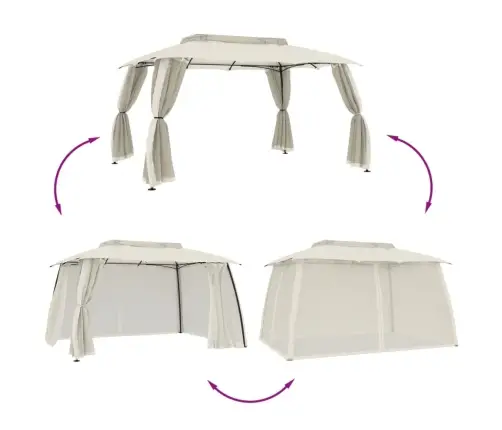 Kahekordse Katuse Ja Võrkseintega Paviljon Kreemjas 3,93X2,93 M