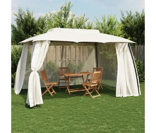Kahekordse Katuse Ja Võrkseintega Paviljon Kreemjas 3,93X2,93 M