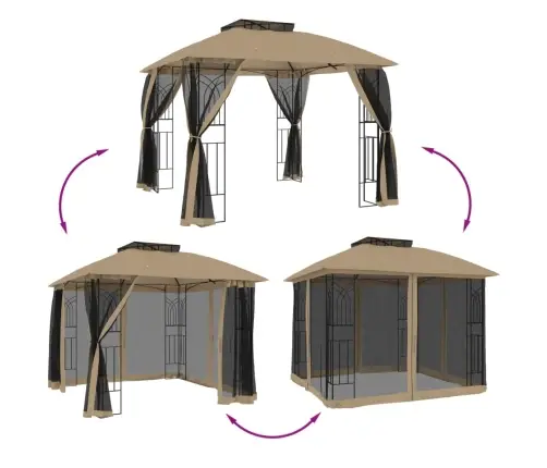 Dārza Nojume, Dubults Jumts, Sienas, 2,94X2,94 M, Tērauds Vidaxl