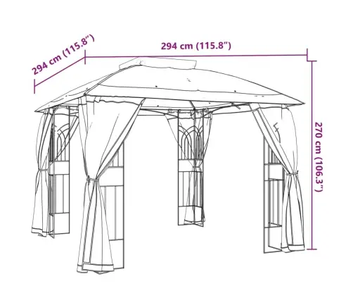 Dārza Nojume, Dubults Jumts, Sienas, 2,94X2,94 M, Tērauds Vidaxl