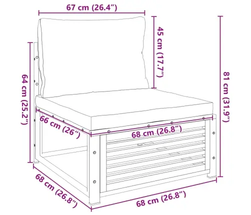 Dārza Dīvāns Ar Matračiem, Bez Roku Balstiem, Akācijas Koks Vidaxl