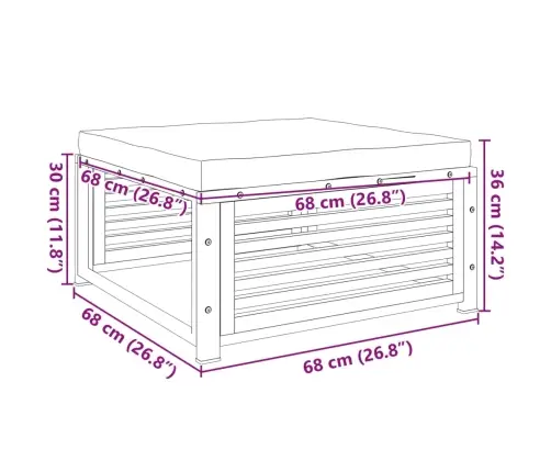Dārza Soliņš Ar Spilvenu, 68X68X30 Cm, Akācijas Masīvkoks Vidaxl