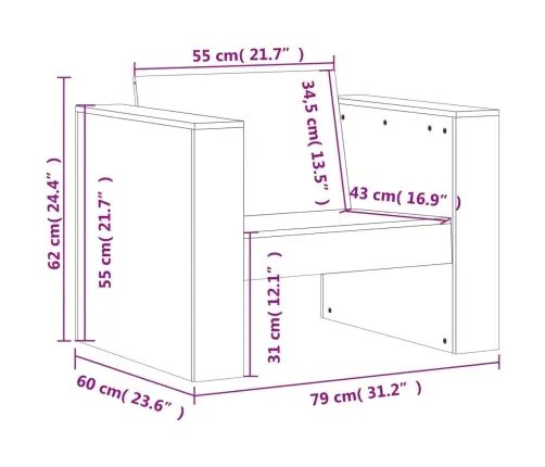 2-Osaline Aiamööbli Komplekt, Vahapruun, Männipuit