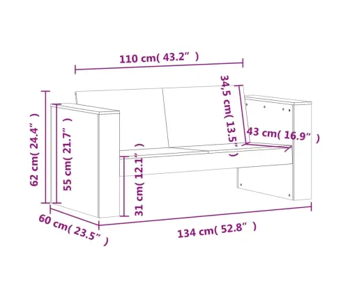 2-Osaline Aiamööbli Komplekt, Vahapruun, Männipuit