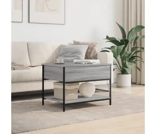 Kavos Staliukas, Pilkas Ąžuolo, 70X50X50cm Mediena Ir Metalas Kavos Staliukas, Pilkas Ąžuolo, 70X50X50cm Mediena Ir Metalas