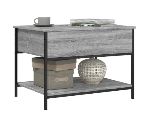 Kavos Staliukas, Pilkas Ąžuolo, 70X50X50cm Mediena Ir Metalas Kavos Staliukas, Pilkas Ąžuolo, 70X50X50cm Mediena Ir Metalas