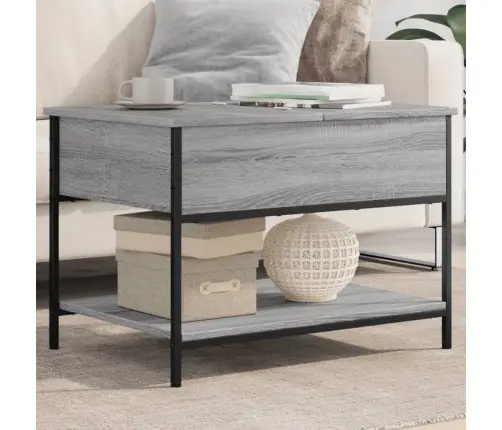 Kavos Staliukas, Pilkas Ąžuolo, 70X50X50cm Mediena Ir Metalas Kavos Staliukas, Pilkas Ąžuolo, 70X50X50cm Mediena Ir Metalas