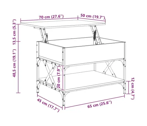 Kohvilaud, Sonoma Tamm, 70 X 50 X 50 cm Tehispuit Ja Metall Kohvilaud, Sonoma Tamm, 70 X 50 X 50 cm Tehispuit Ja Metall