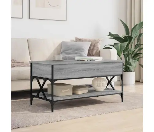 Kavos Staliukas, Pilkas Ąžuolo, 100X50X50cm Mediena Ir Metalas