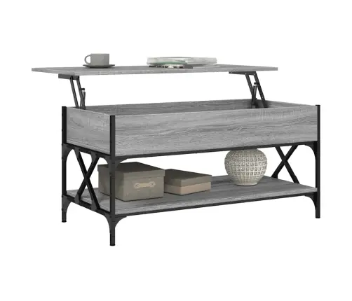 Kavos Staliukas, Pilkas Ąžuolo, 100X50X50cm Mediena Ir Metalas