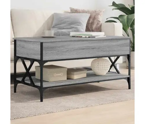 Kavos Staliukas, Pilkas Ąžuolo, 100X50X50cm Mediena Ir Metalas