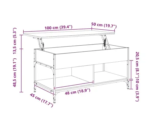 Kohvilaud, Suitsutamm, 100 X 50 X 50 cm Tehispuit Ja Metall