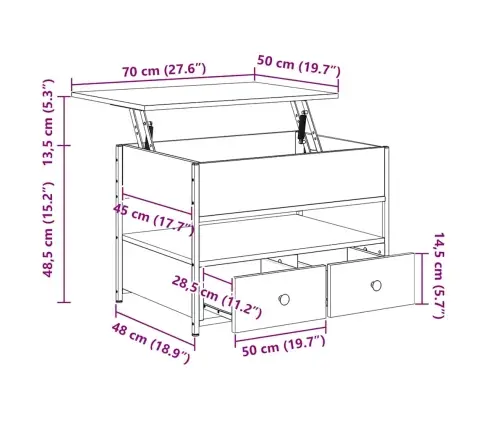 Kafijas Galdiņš, Ozola Krāsa, 70X50X50 Cm, Inženierijas Koks Vidaxl Kafijas Galdiņš, Ozola Krāsa, 70X50X50 Cm, Inženierijas Koks Vidaxl