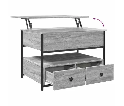 Kavos Staliukas, Pilkas Ąžuolo, 70X50X50cm Mediena Ir Metalas