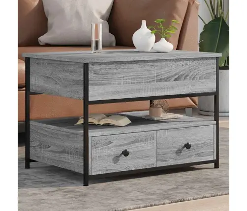 Kavos Staliukas, Pilkas Ąžuolo, 70X50X50cm Mediena Ir Metalas