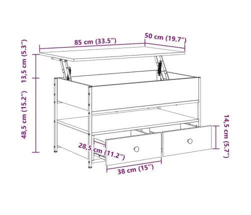 Kohvilaud, Hall Sonoma Tamm, 85X50X50 cm Tehispuit Ja Metall