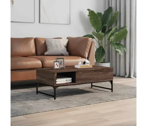 Galdiņš, Brūna Ozolkoka, 100X50X35Cm, Inženierijas Koks, Metāls Vidaxl