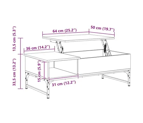 Galdiņš, Brūna Ozolkoka, 100X50X35Cm, Inženierijas Koks, Metāls Vidaxl