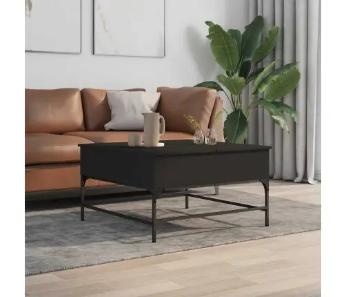 Kavos Staliukas, Juodas, 80X80X45cm Apdirbta Mediena/Metalas