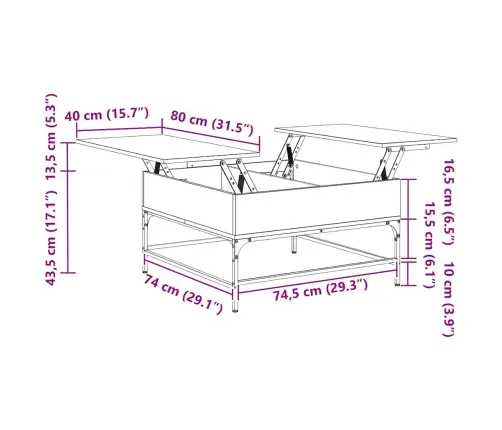 Kavos Staliukas, Juodas, 80X80X45cm Apdirbta Mediena/Metalas