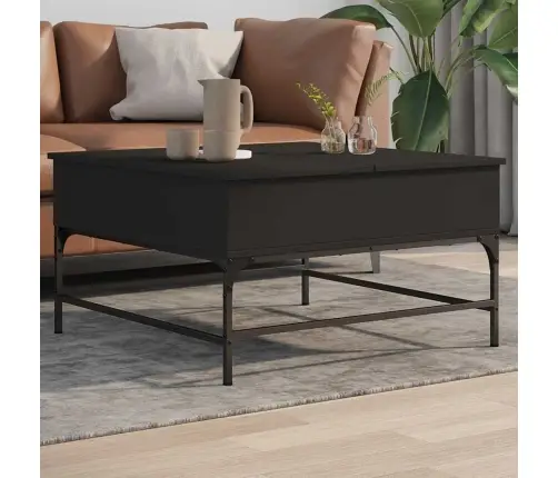 Kavos Staliukas, Juodas, 80X80X45cm Apdirbta Mediena/Metalas