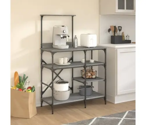 Virtuves Plaukts, Pelēks, 90X40X132 Cm, Inženierijas Koks Vidaxl