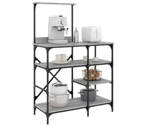 Virtuves Plaukts, Pelēks, 90X40X132 Cm, Inženierijas Koks Vidaxl