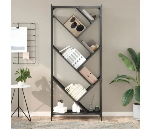 Grāmatplaukts, Melns, 79X30X180 Cm, Inženierijas Koks, Metāls Vidaxl