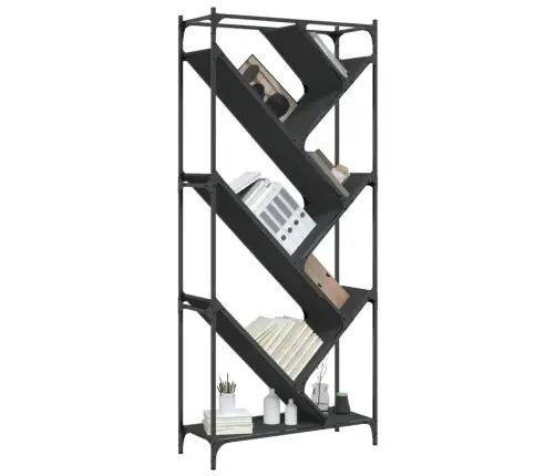 Grāmatplaukts, Melns, 79X30X180 Cm, Inženierijas Koks, Metāls Vidaxl