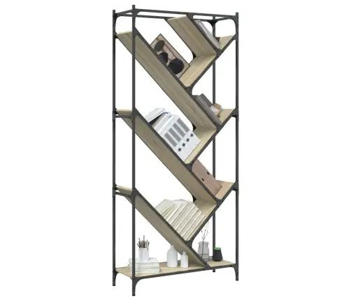 Knygų Spinta, Ąžuolo, 79X30X180cm Apdirbta Mediena Ir Metalas