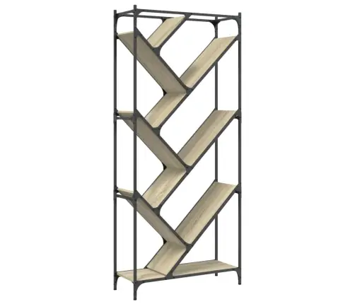 Knygų Spinta, Ąžuolo, 79X30X180cm Apdirbta Mediena Ir Metalas