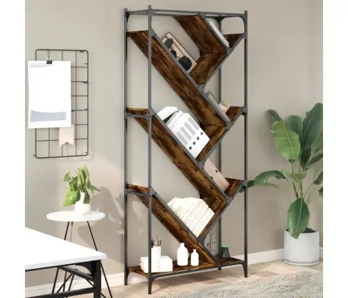 Grāmatplaukts, Ozola, 79X30X180 Cm, Inženierijas Koks, Metāls Vidaxl