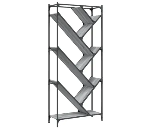 Grāmatplaukts, Pelēks, 79X30X180 Cm, Inženierijas Koks, Metāls Vidaxl