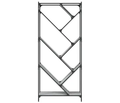 Grāmatplaukts, Pelēks, 79X30X180 Cm, Inženierijas Koks, Metāls Vidaxl