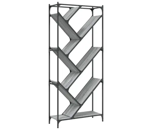 Grāmatplaukts, Pelēks, 79X30X180 Cm, Inženierijas Koks, Metāls Vidaxl