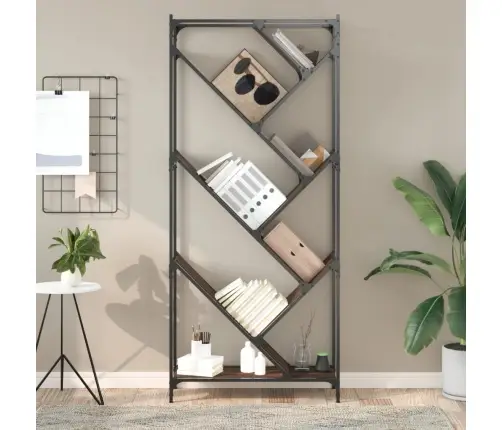 Grāmatplaukts, Ozola, 79X30X180 Cm, Inženierijas Koks, Metāls Vidaxl