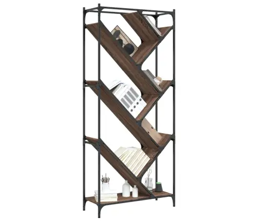 Grāmatplaukts, Ozola, 79X30X180 Cm, Inženierijas Koks, Metāls Vidaxl