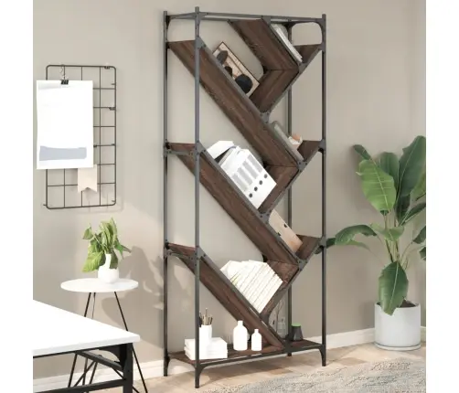 Grāmatplaukts, Ozola, 79X30X180 Cm, Inženierijas Koks, Metāls Vidaxl