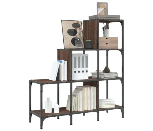 Knygų Spinta, Ruda Ąžuolo, 92X30X102cm Mediena Ir Metalas