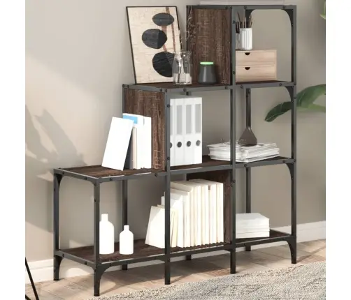 Knygų Spinta, Ruda Ąžuolo, 92X30X102cm Mediena Ir Metalas