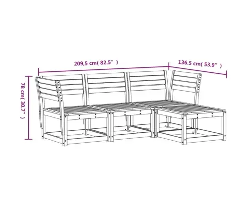 4-Osaline Aiamööbli Komplekt, Ebatsuuga Puit