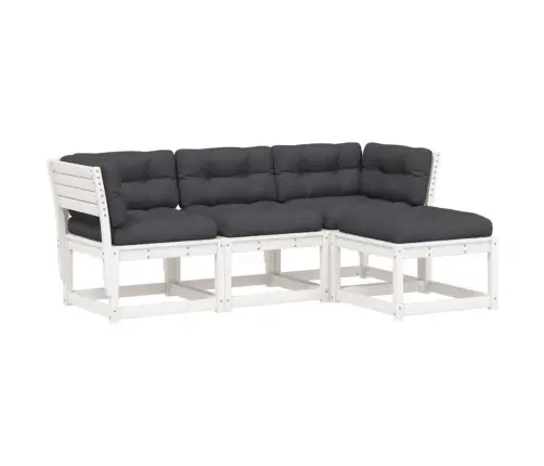 4-Daļīgs Dārza Atpūtas Mēbeļu Komplekts, Balts Priedes Koks Vidaxl