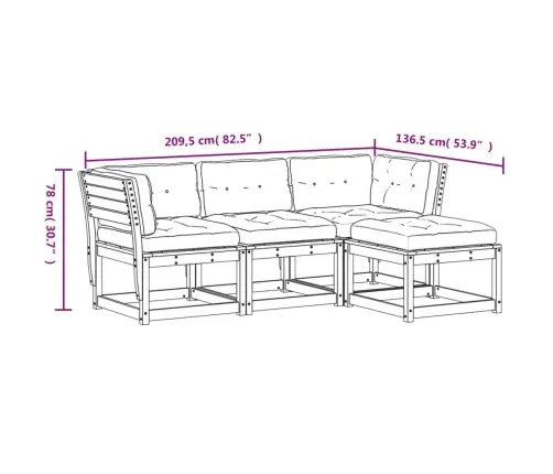 4-Daļīgs Dārza Atpūtas Mēbeļu Komplekts, Balts Priedes Koks Vidaxl