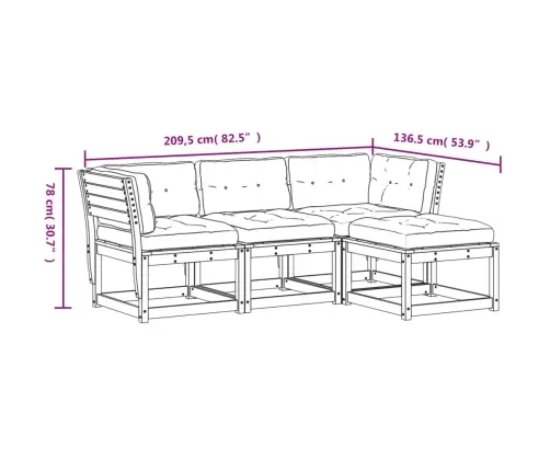 4-Daļīgs Dārza Atpūtas Mēbeļu Komplekts Ar Matračiem, Egle Vidaxl
